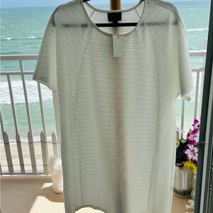 NWT LIMIE'RE short sleeve white ribbed slight dolman sleeve for all occasion